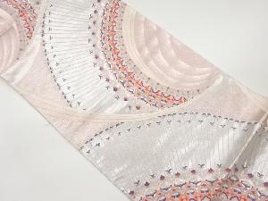 曲線に草花模様織出し袋帯